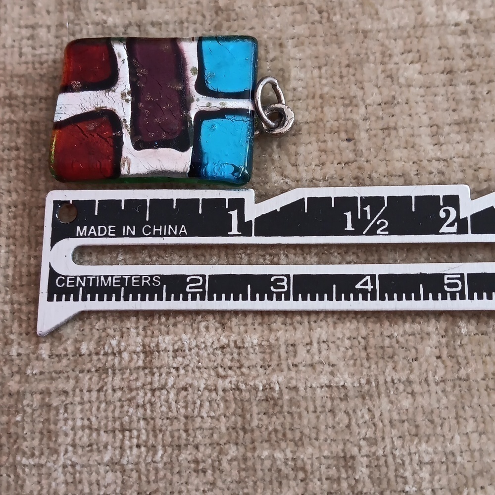 Rectangular Brick Patterned Glass Pendant - image 3